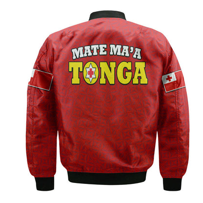 Mate Ma'a Tonga Rugby Bomber Jacket Tongan Kupesi Red Style