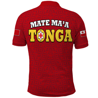 Mate Ma'a Tonga Rugby Polo Shirt Tongan Kupesi Red Style