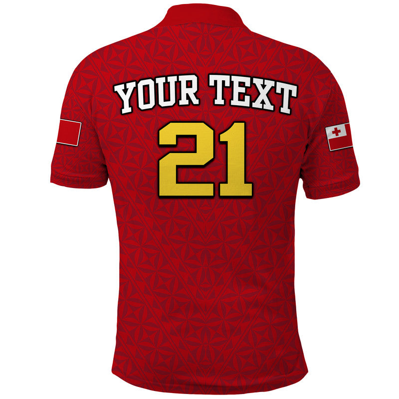 Custom Personalised Mate Ma'a Tonga Rugby Polo Shirt Tongan Kupesi Red Style