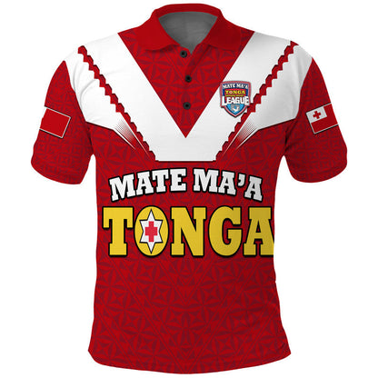 Mate Ma'a Tonga Rugby Polo Shirt Tongan Kupesi Red Style