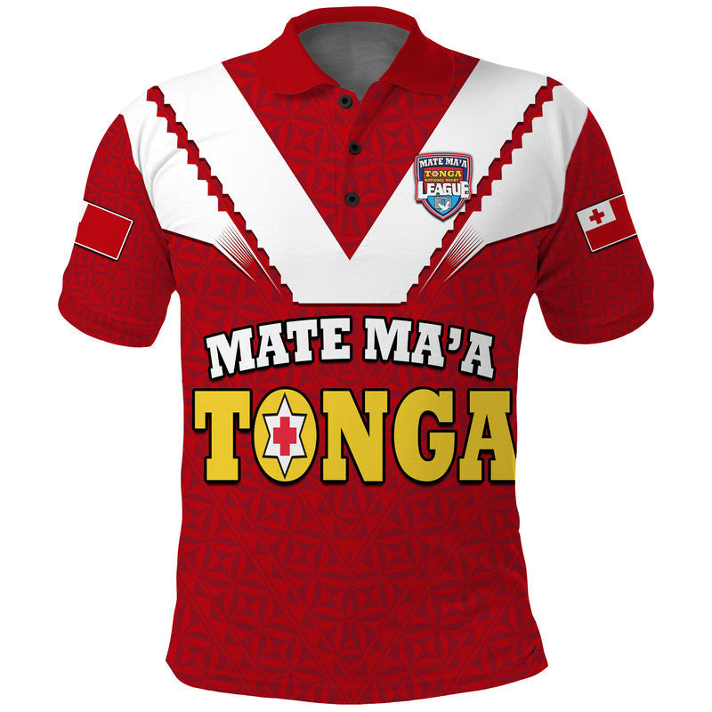 Custom Personalised Mate Ma'a Tonga Rugby Polo Shirt Tongan Kupesi Red Style