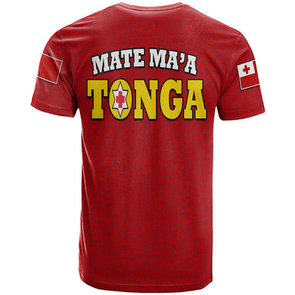 Mate Ma'A Tonga Rugby T Shirt Tongan Kupesi Red Style