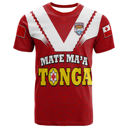 Mate Ma'A Tonga Rugby T Shirt Tongan Kupesi Red Style