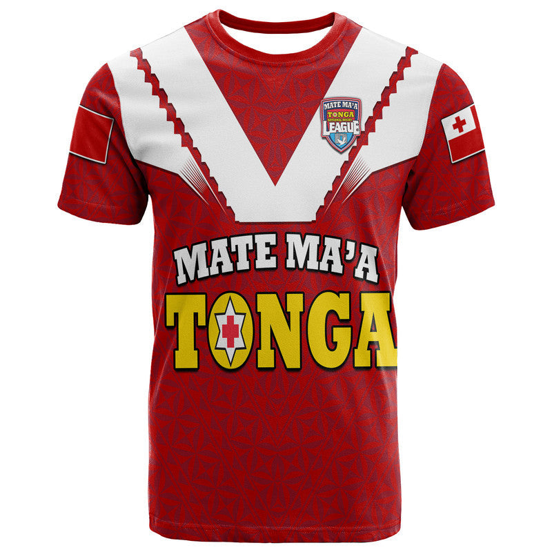 Mate Ma'a Tonga Rugby T Shirt Tongan Kupesi Red Style