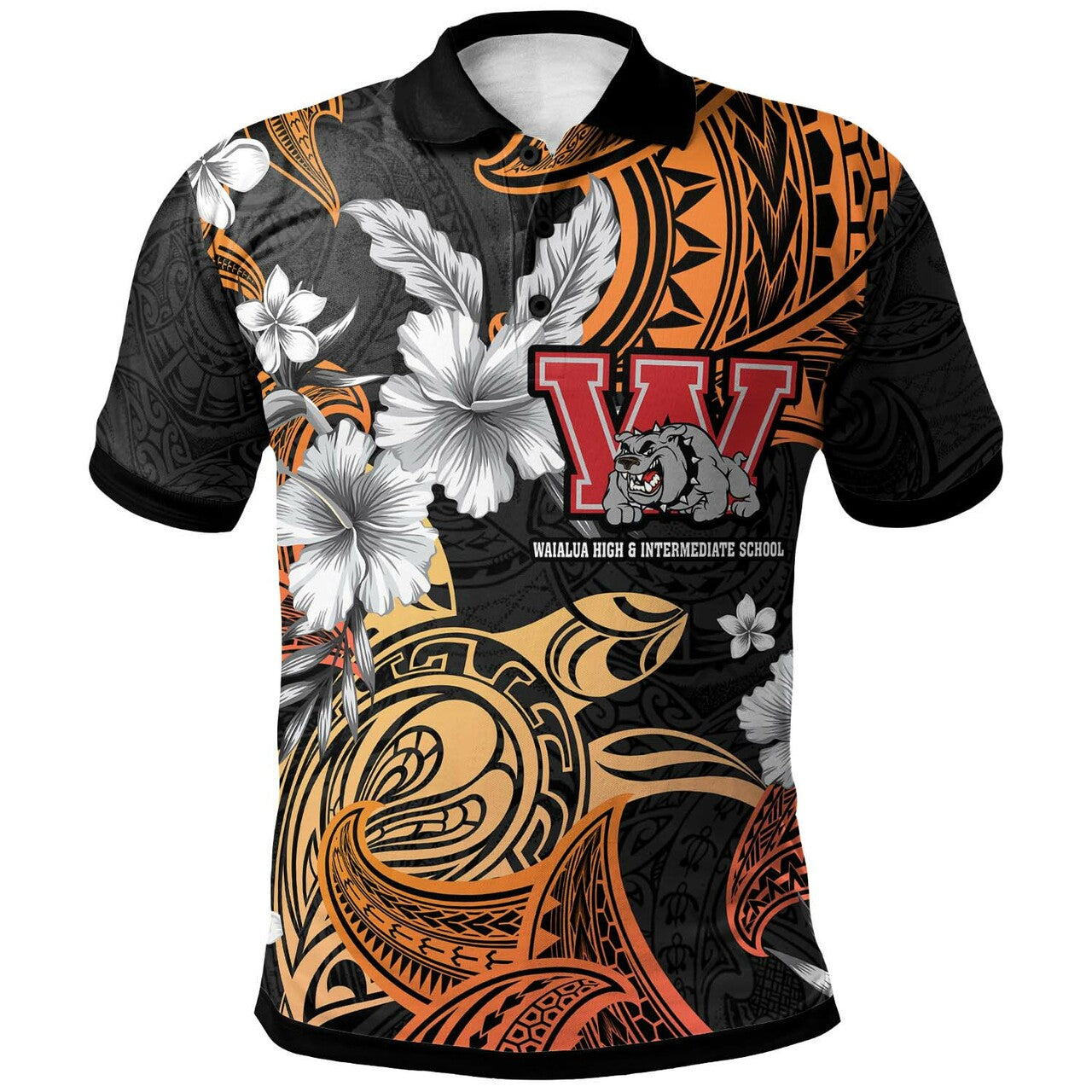 Hawaii Polo Shirt - Waialua High & Intermediate School Tribal Pattern