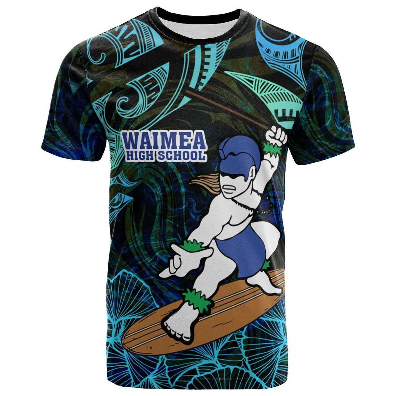 Hawaii T-shirt Waimea High School Surfer Polynesian Pattern