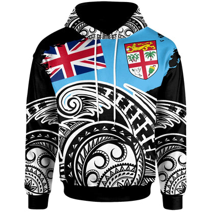 Fiji Hoodie Ethnic Style With Round Black White Pattern