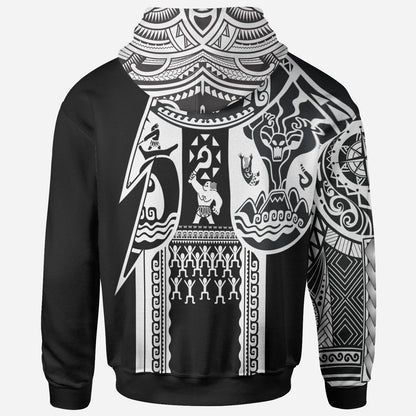 Samoa'll Over Hoodie Samoa Coat Of'rms White New