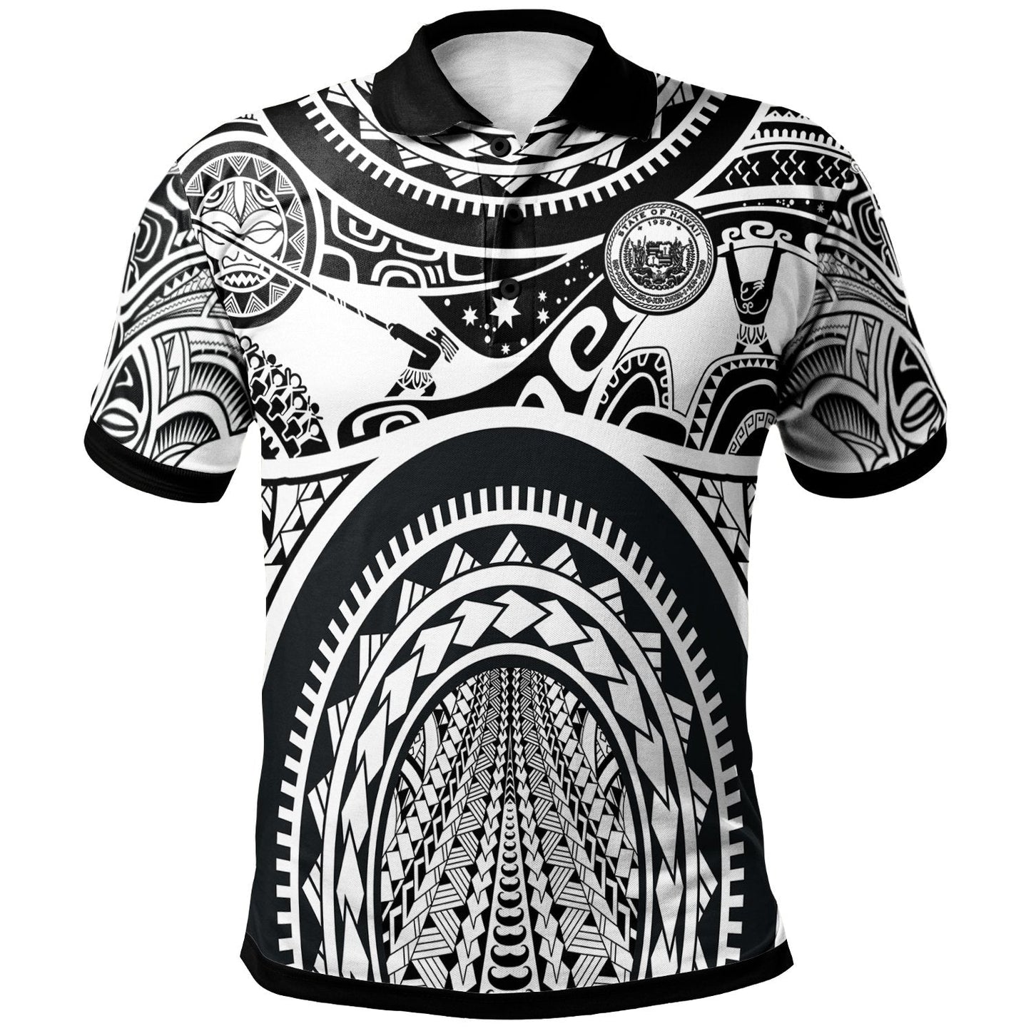 Polynesian Hawaii Polo - Coat Of Arm Hawaii & Maui Tattoo