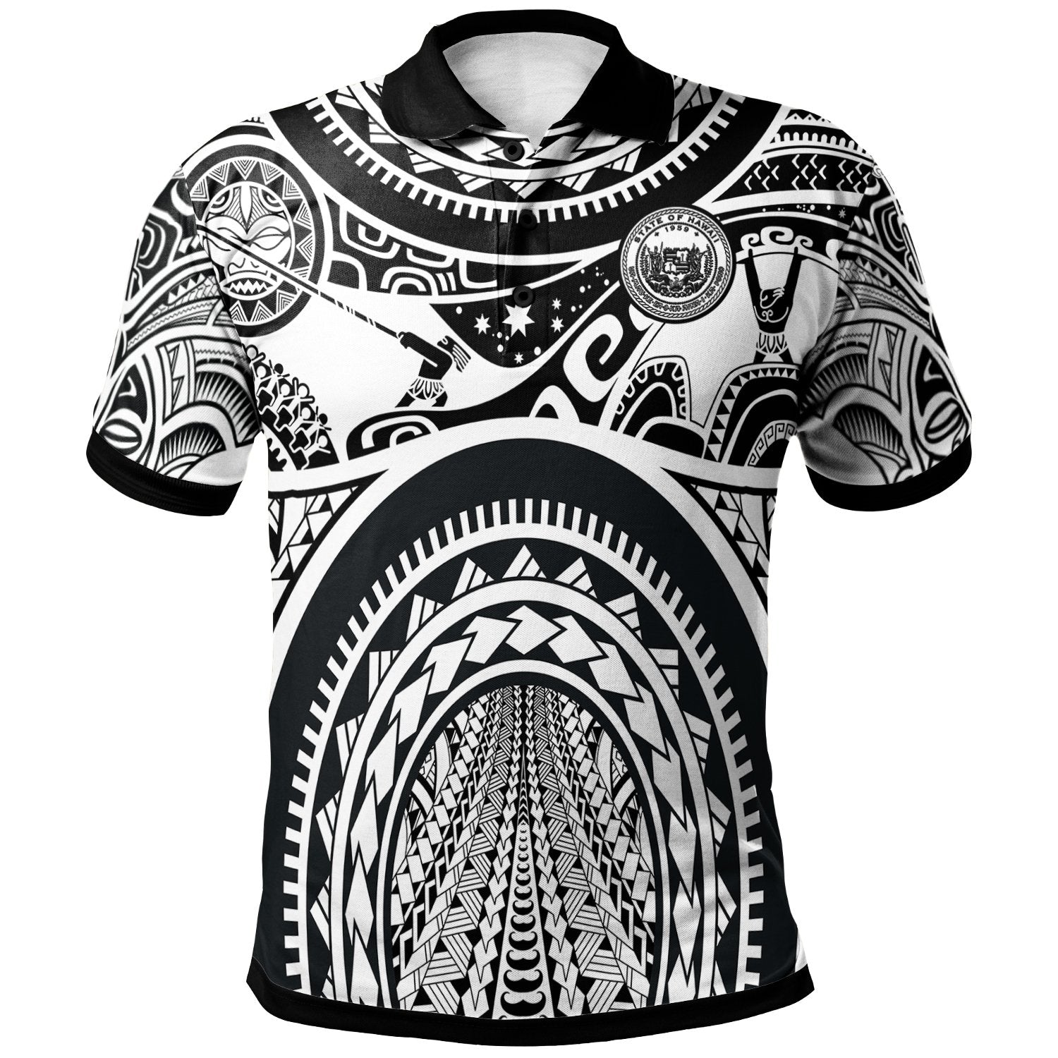 Polynesian Hawaii Polo - Coat Of Arm Hawaii & Maui Tattoo