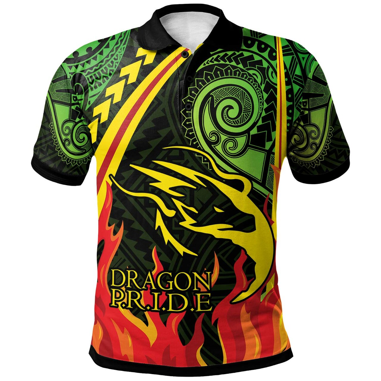 Hawaii Polo Shirt - Honokaa High & Intermediate School Polynesian Pattern Fire