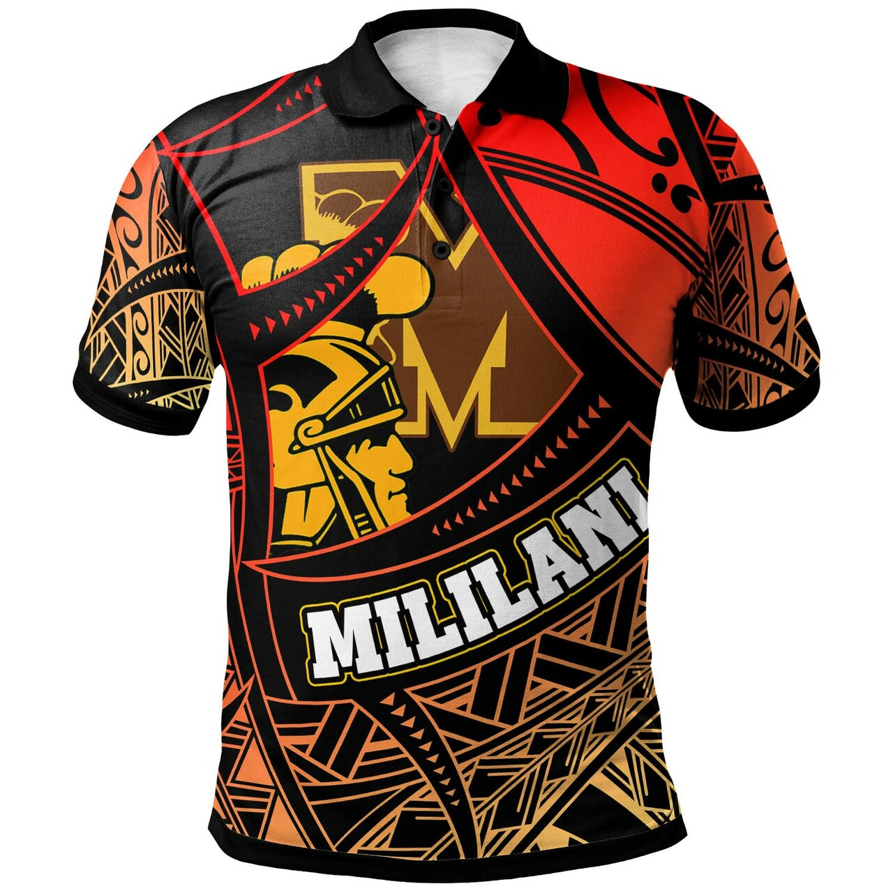 Hawaii Polynesian Polo Shirt - Mililani High School The Trojans Pride Tribal Pattern