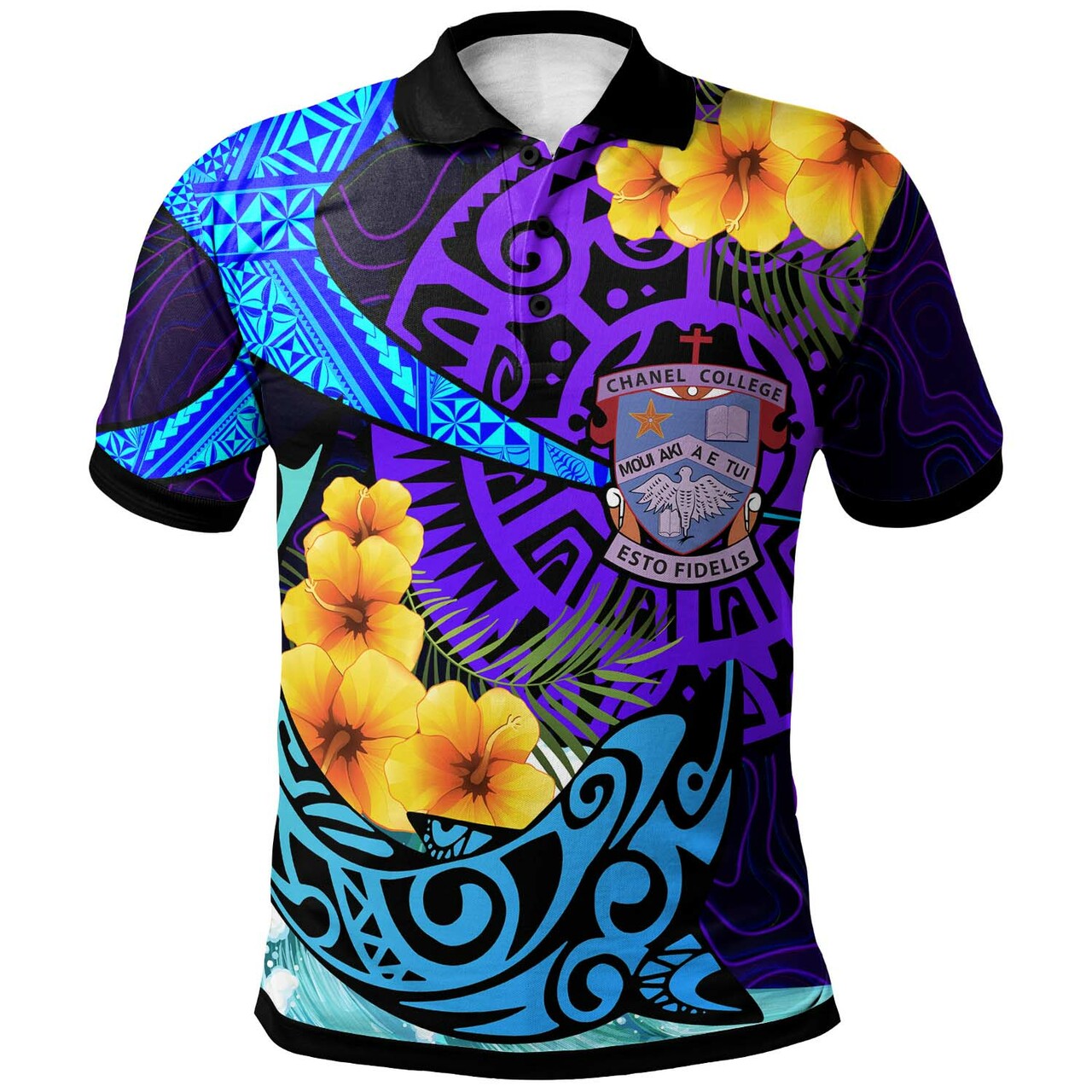 Tonga Polo Shirt - Chanel College with Polynesian Pattern Style and Flower