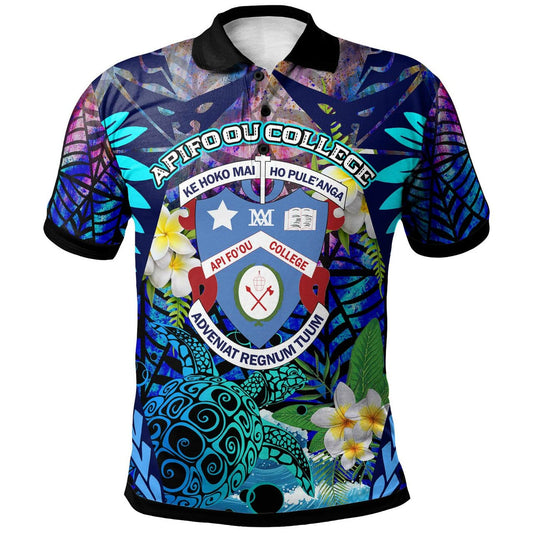Tonga Polo Shirt - Apifo'ou College Polynesian with Tribal Turtle Plumeria and Tonga Style
