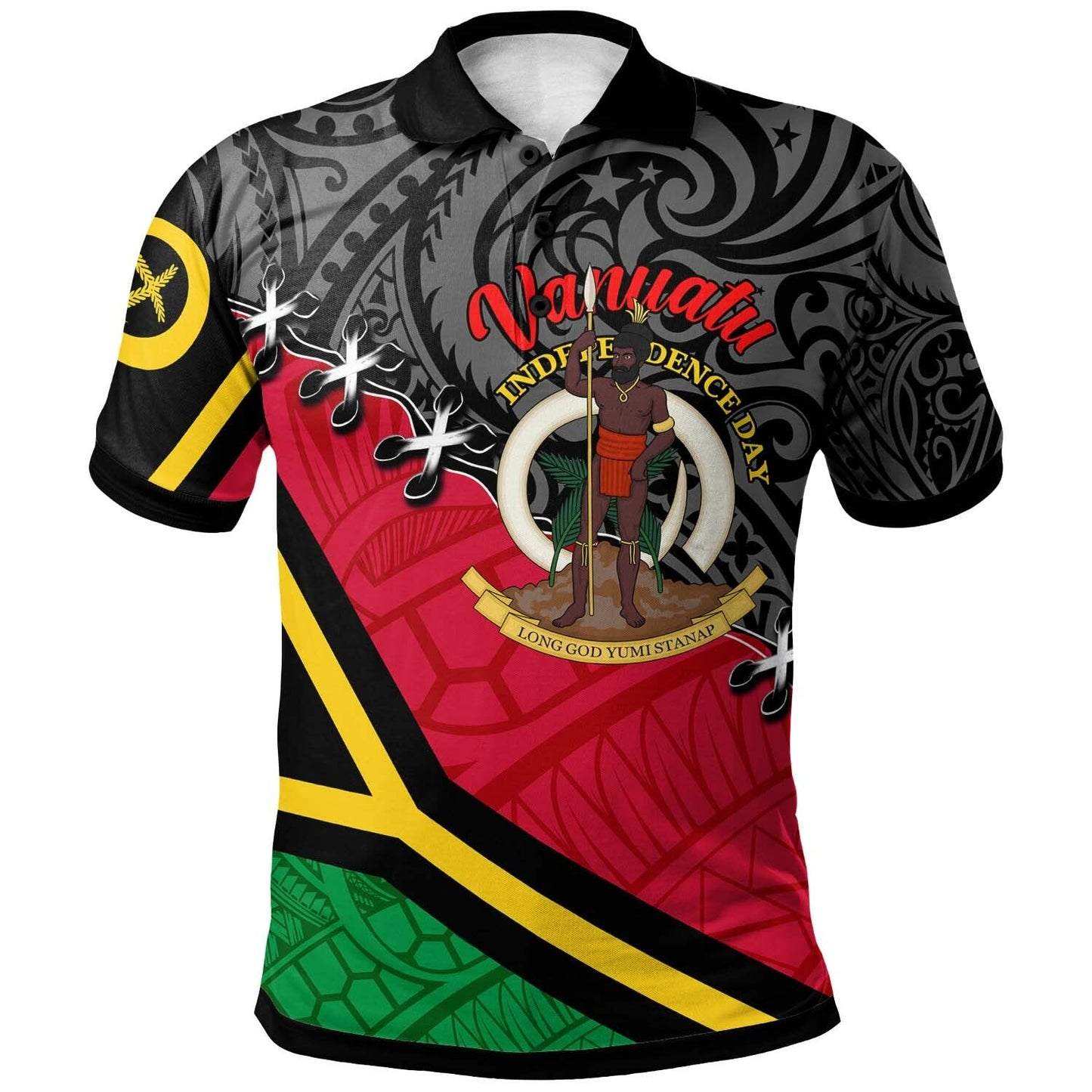 Vanuatu Polo Shirt - Vanuatu Independence Anniversary with Coat of Arms and Polynesian Polo Shirt