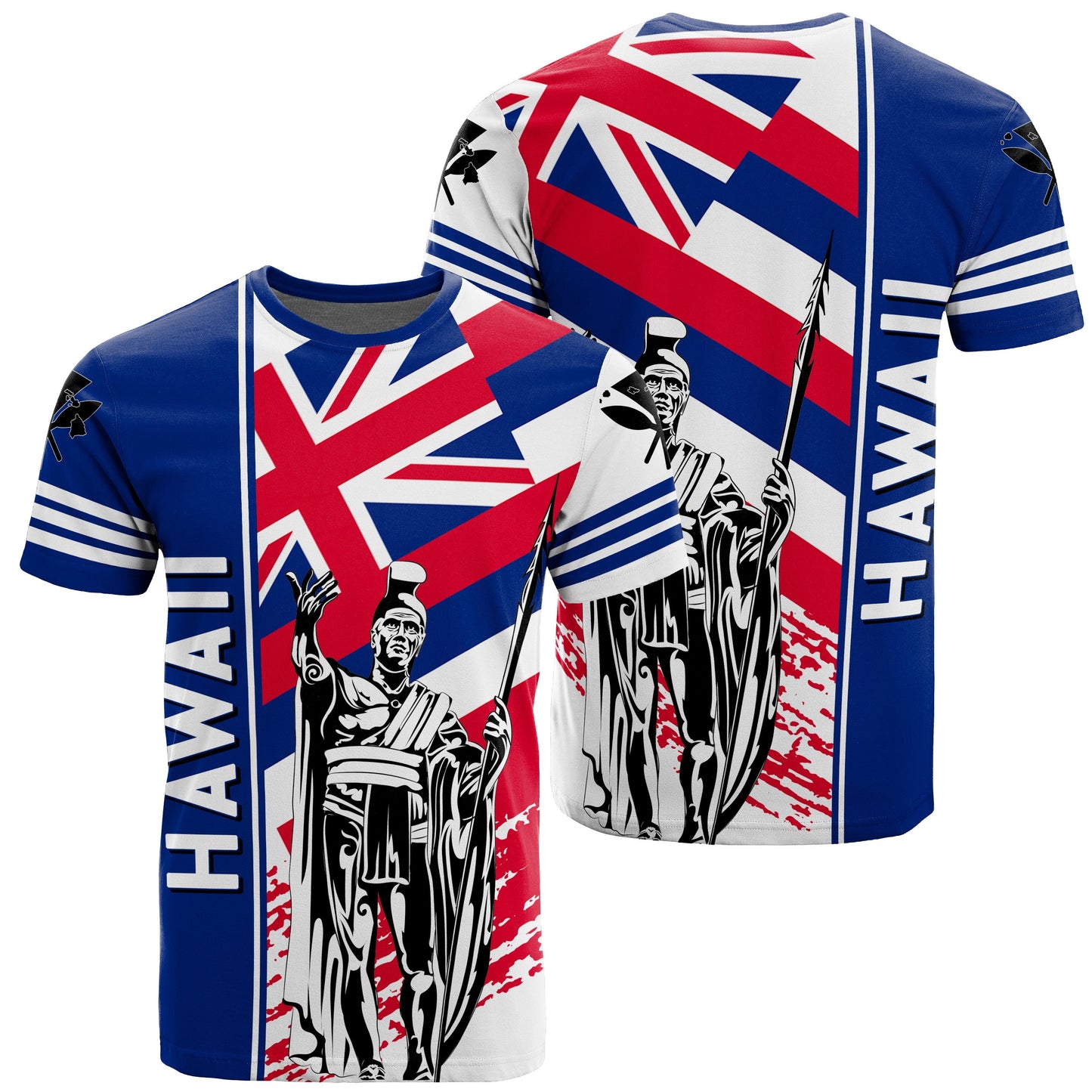 Hawaii T-Shirt Hawaiian Kanaka T-Shirt Flag Nation Quarter Style White AH