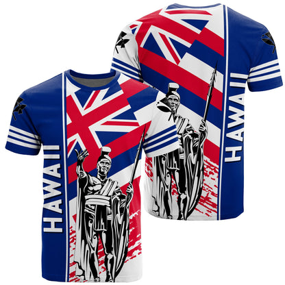 Hawaii T-Shirt Hawaiian Kanaka T-Shirt Flag Nation Quarter Style White AH