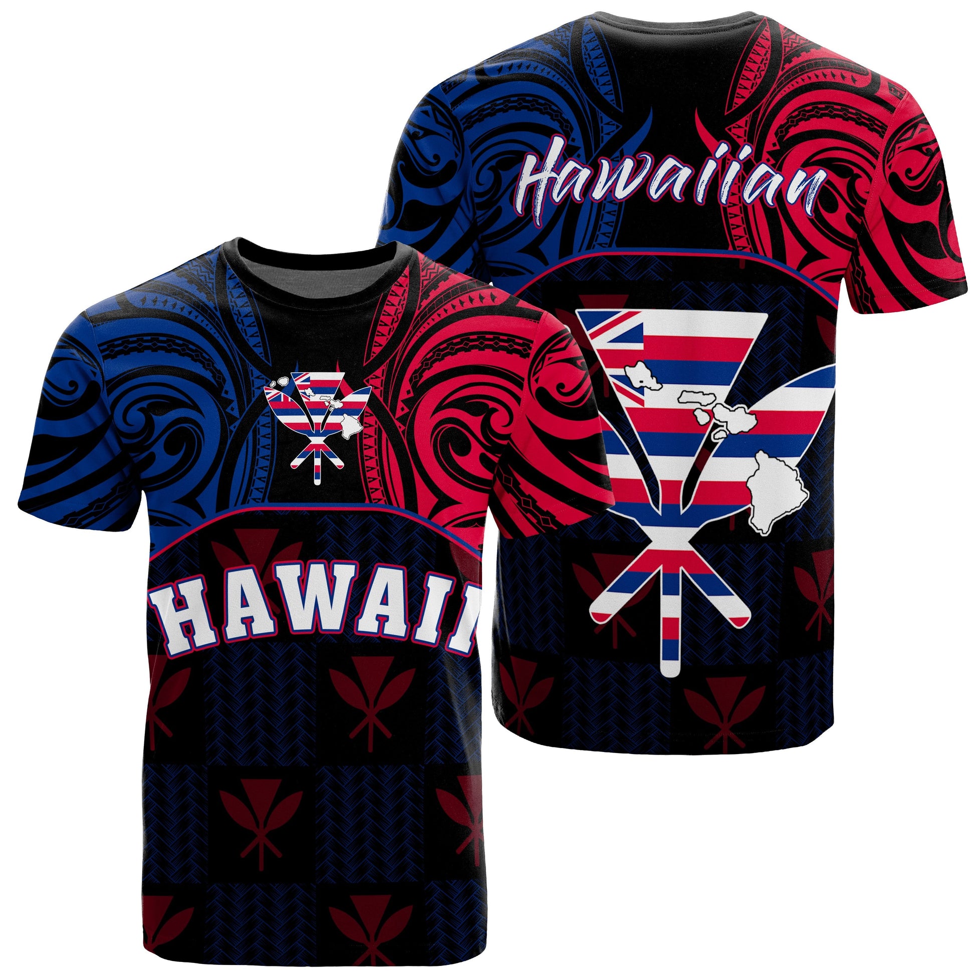 Hawaiian Kanaka T Shirt Flag Nation Black Demodern AH