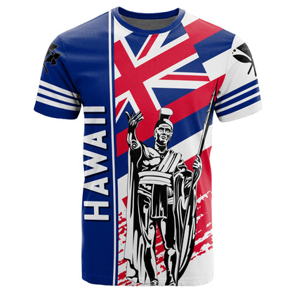 Hawaii T-Shirt Hawaiian Kanaka T-Shirt Flag Nation Quarter Style White AH