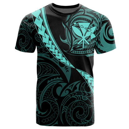 Hawaiian Kanaka T - Shirt Mano Kihikihi Turquoise Ah