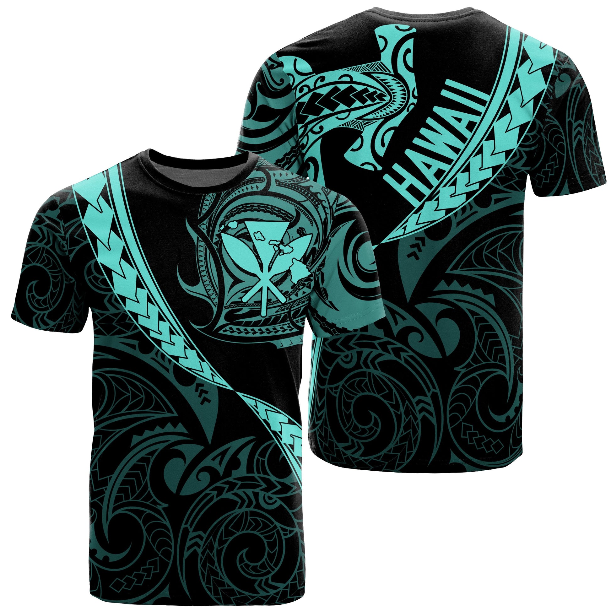 Hawaiian Kanaka T - Shirt Mano Kihikihi Turquoise Ah