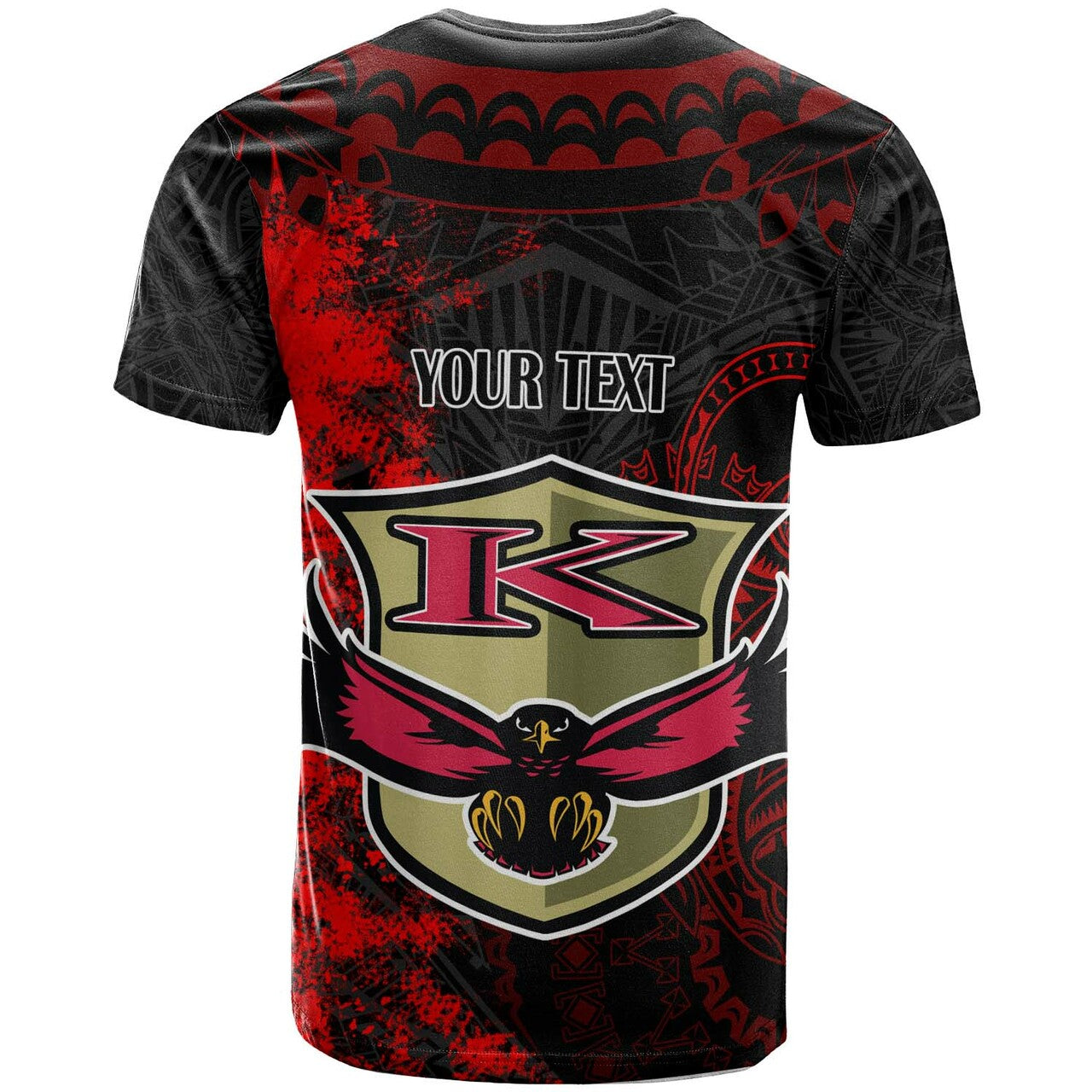 Hawaii Custom Polynesian T-Shirt - Kauai High School Red Eagles Polynesian Tribal Pattern