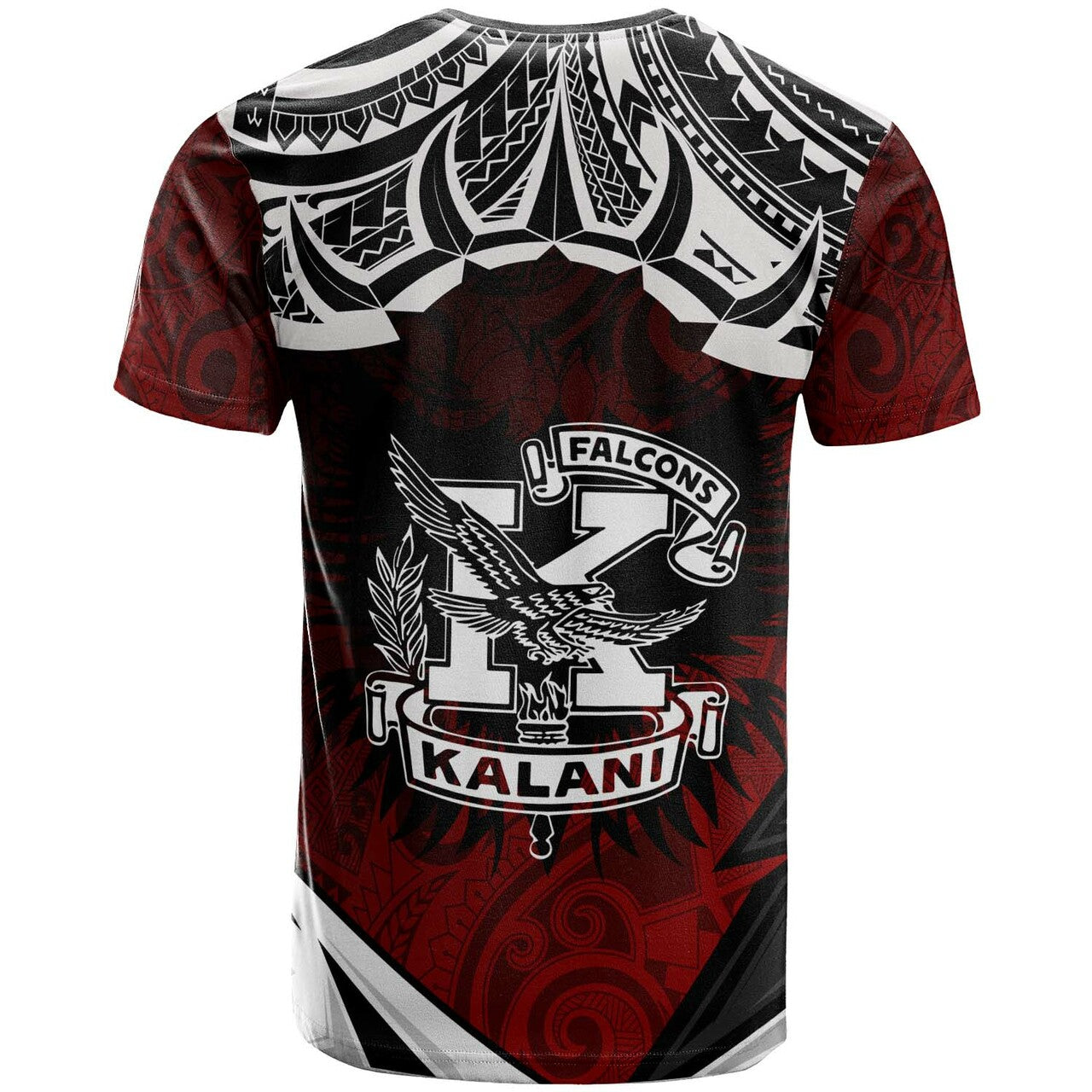 Hawaii Custom T-shirt Kalani High School Red Falcon Polynesian Pattern Apparel
