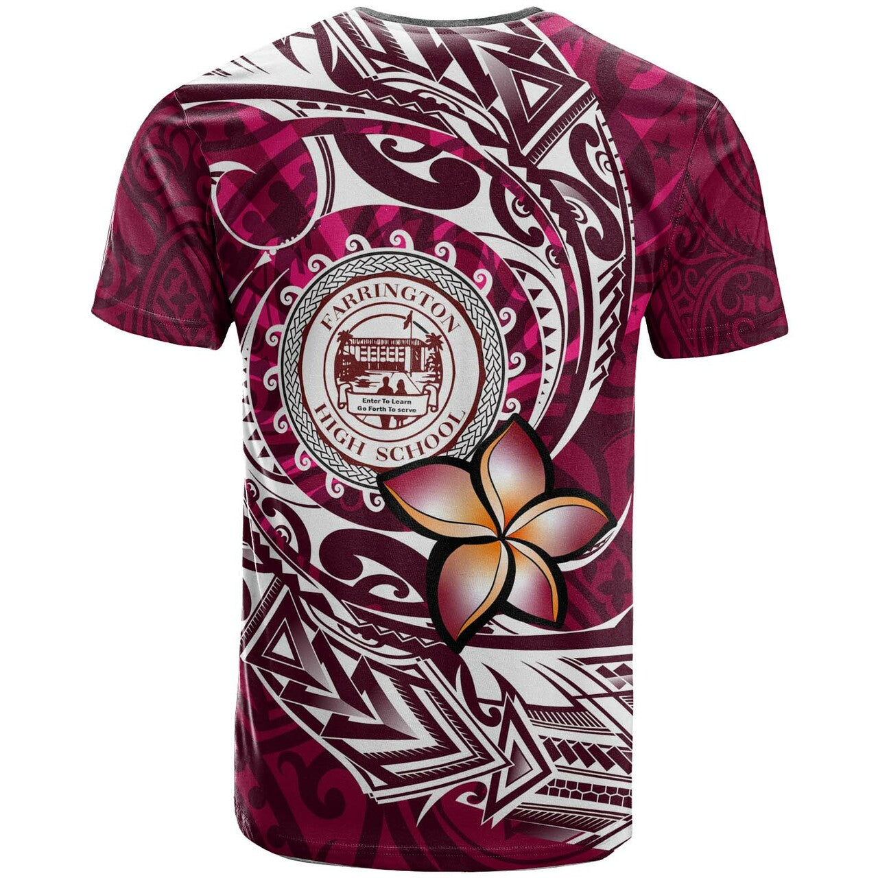 Hawaii T-shirt Farrington High School Maroon Polynesian Patterns