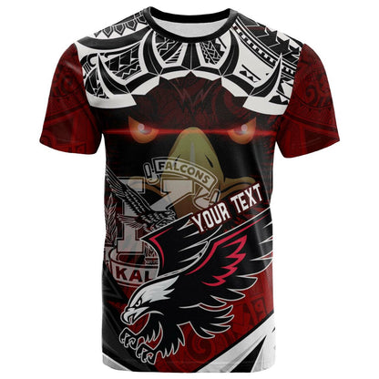 Hawaii Custom T-shirt Kalani High School Red Falcon Polynesian Pattern Apparel