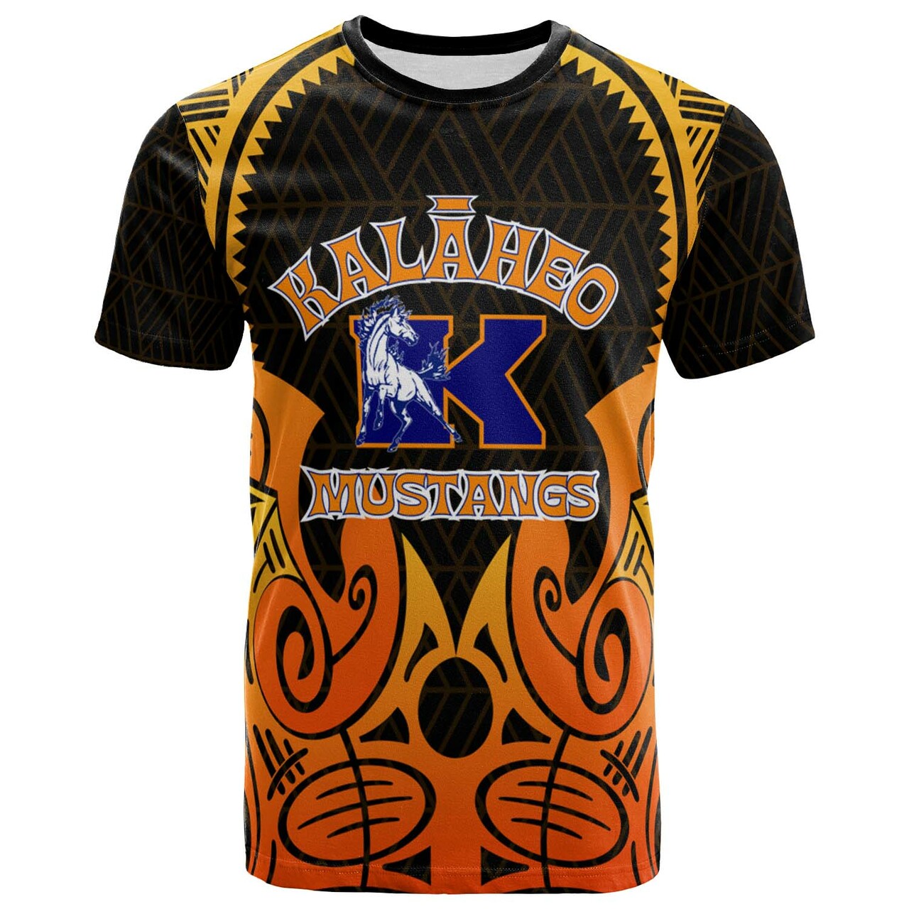 Hawaii Polynesian T-shirt Kalaheo High School with Tribal Patterns