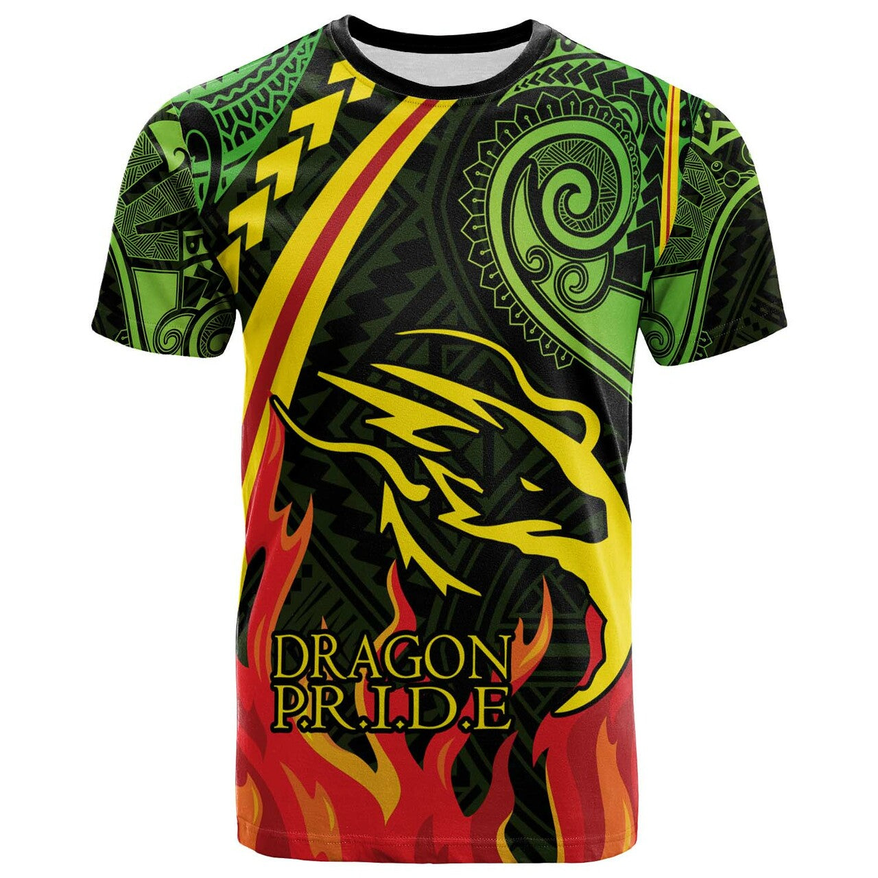 Hawaii T-shirt Honokaa High & Intermediate School Polynesian Pattern Fire
