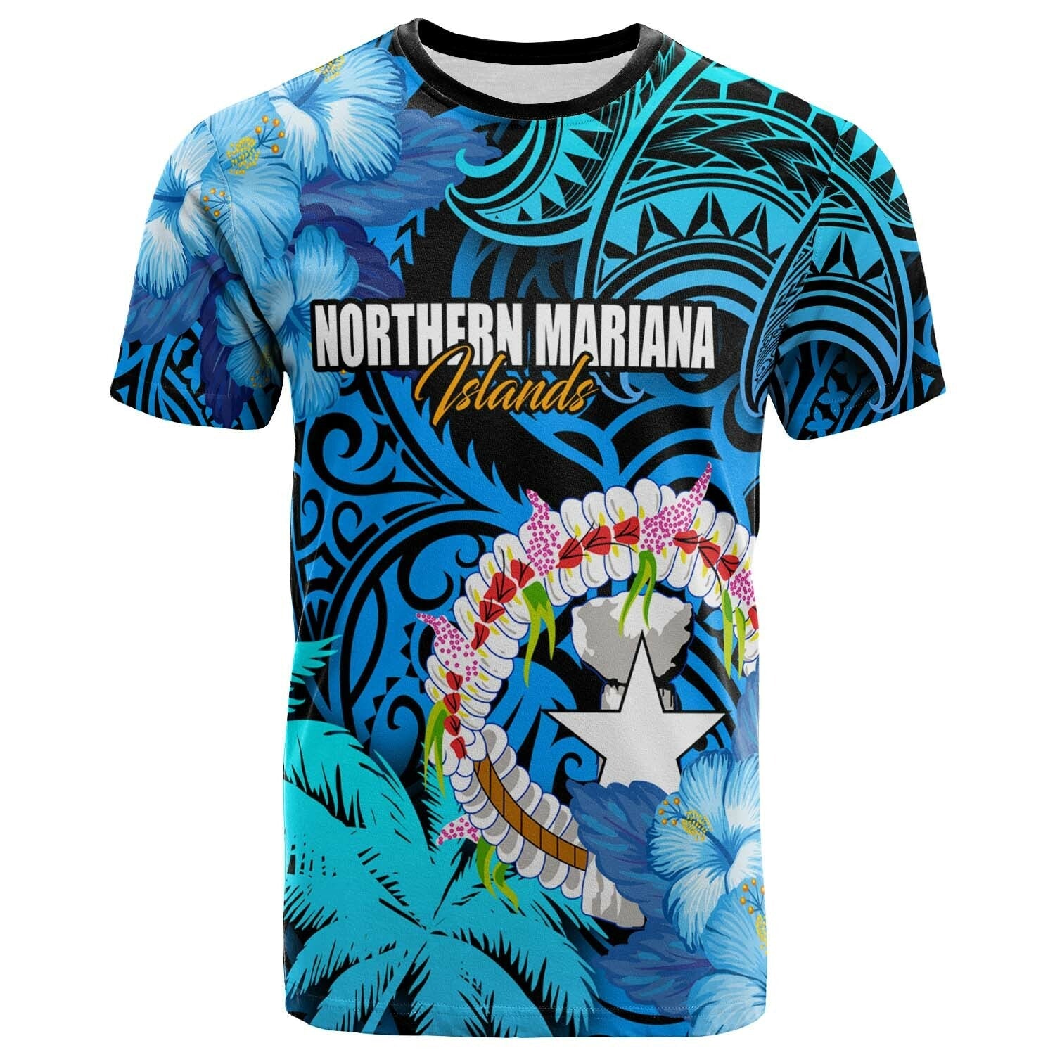 Northern Mariana Islands T-shirt CNMI Polynesian Culture with Hibicus Tropical Flower