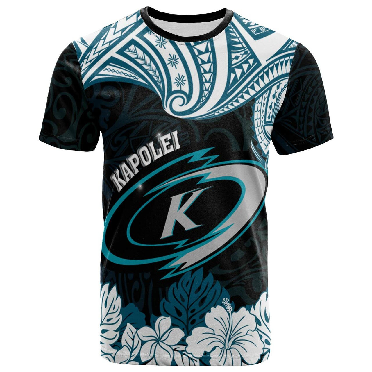 Hawaii Kapolei High School T-Shirt - Kapolei High School Hibicus Flower And Polynesian Pattern