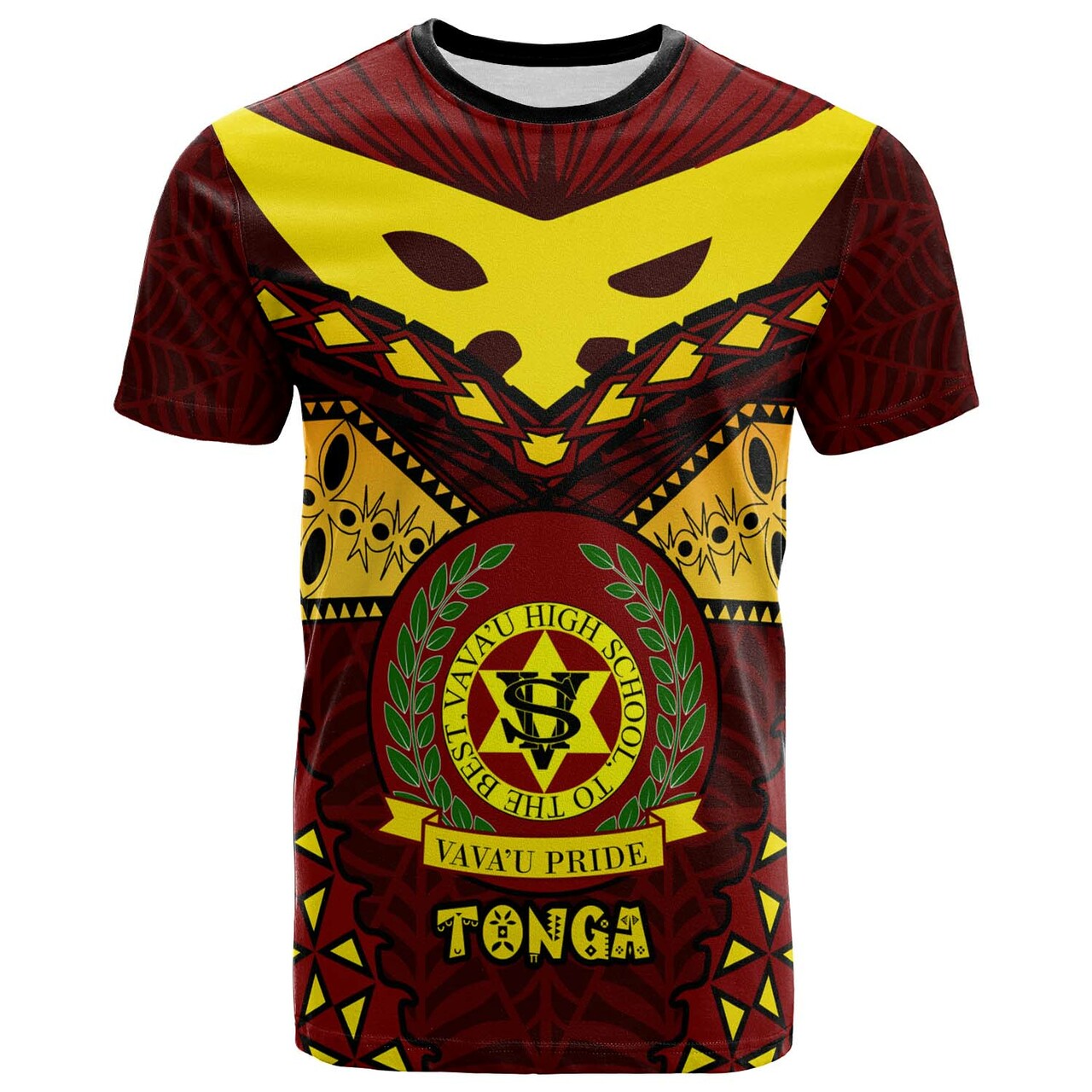 Tonga T-Shirt - Vava'U High Shool Tonga With Polynesian Patterns