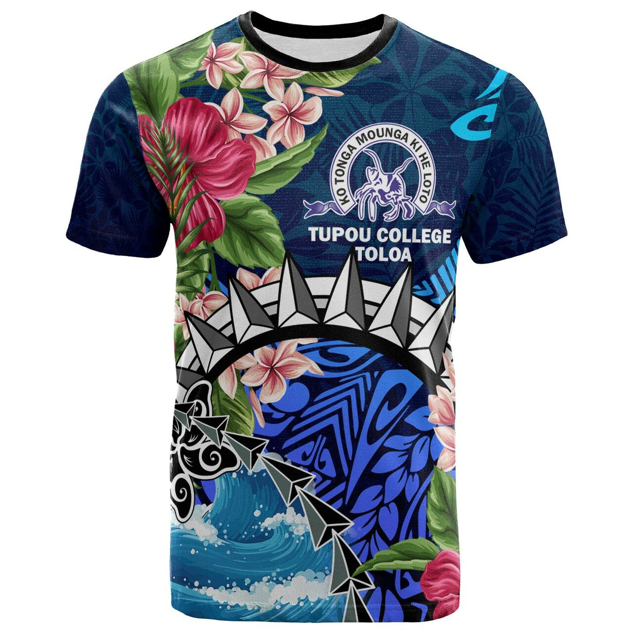 Tonga T - Shirt - Tupou College Polynesian Tonga Pattern With Flower