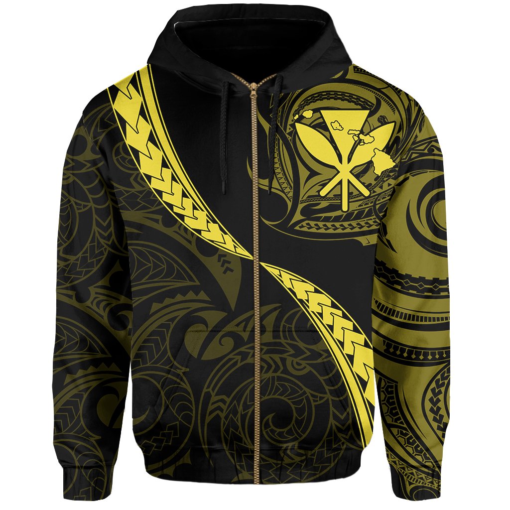Hawaiian Kanaka Hoodie (Zipper) Mano Kihikihi Yellow AH