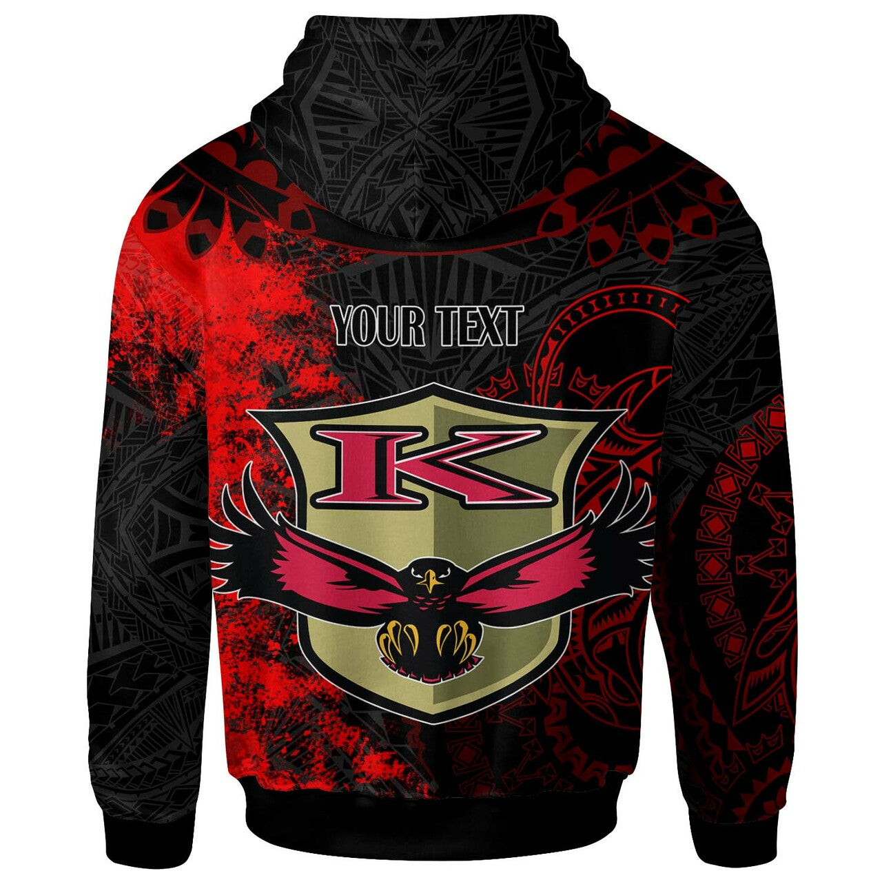 Hawaii Polynesian Hoodie Kauai High School Red Eagles Polynesian Tribal Pattern