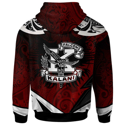 Hawaii Hoodie Kalani High School Red Falcon Polynesian Pattern Apparel