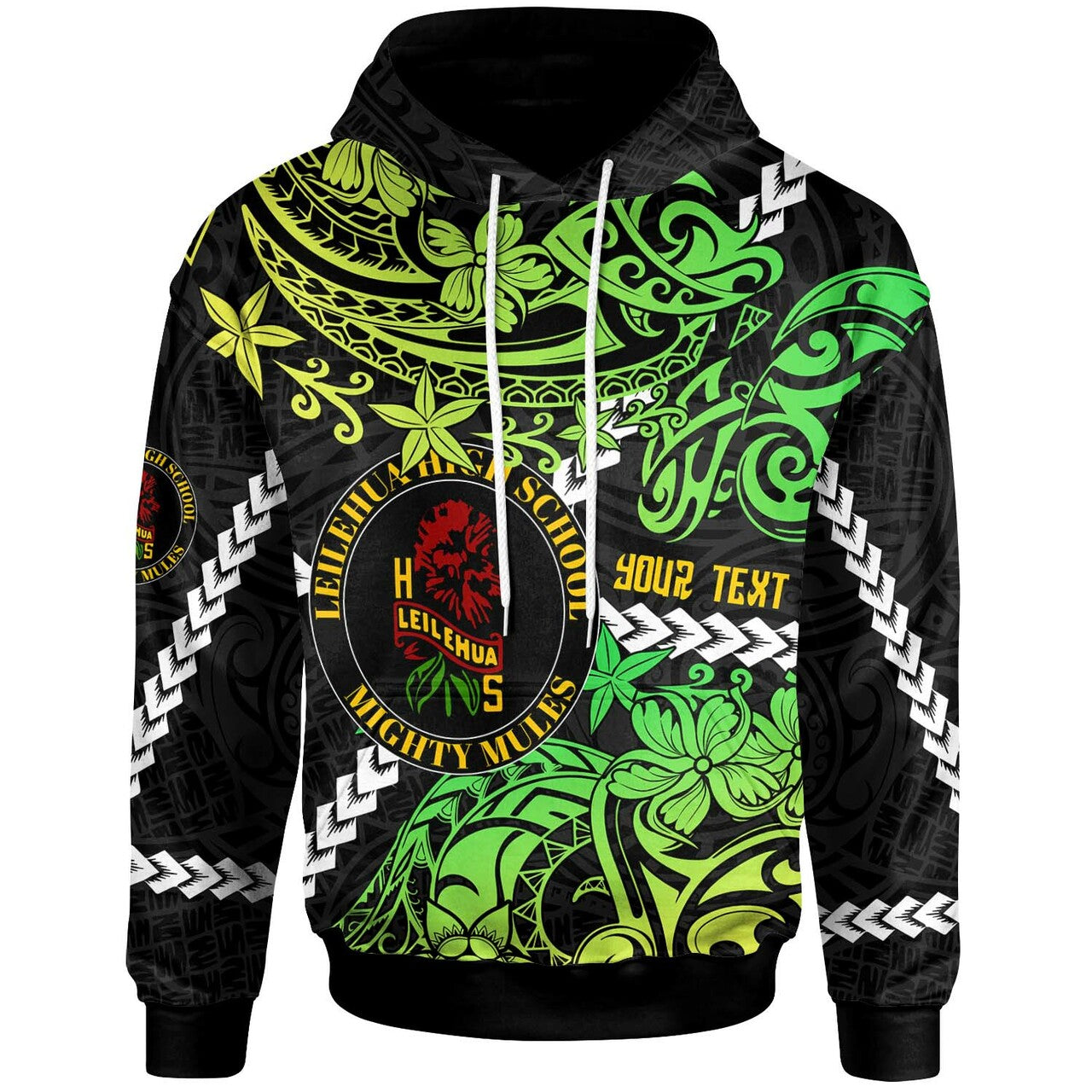 Hawaii Hoodie Leilehua High School Polynesian Pride with Lehua Flower
