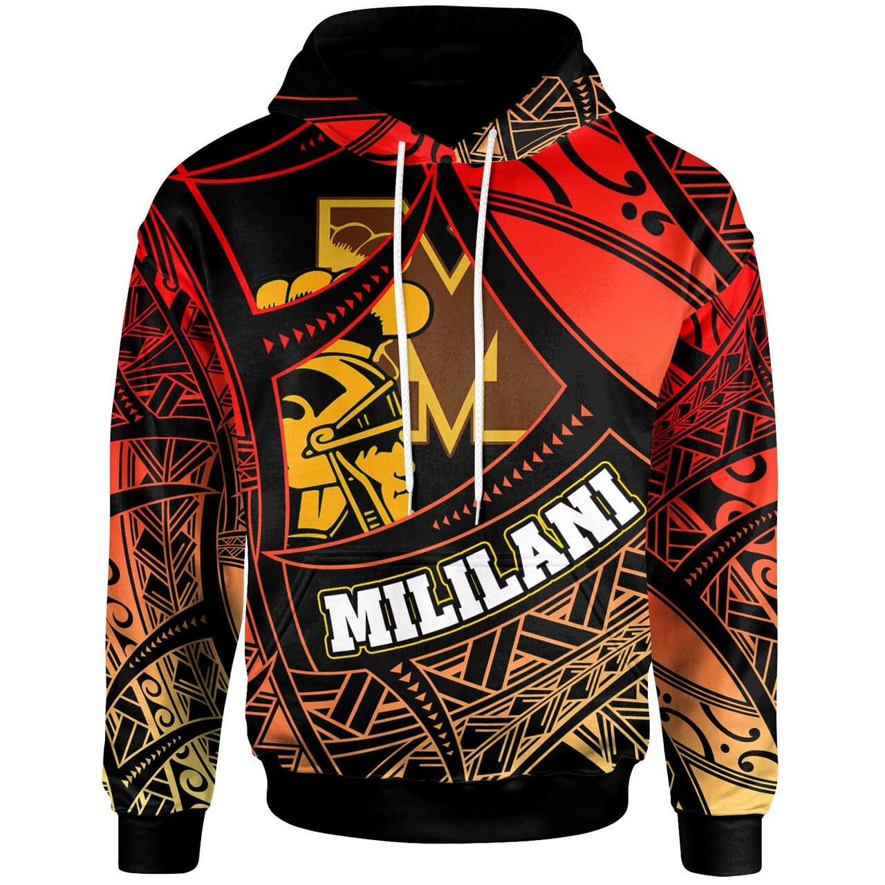 Hawaii Polynesian Hoodie Mililani High School The Trojans Pride Tribal Pattern