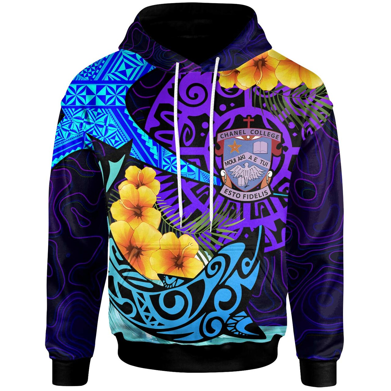 Tonga Hoodie Chanel College with Polynesian Pattern Style and Flower