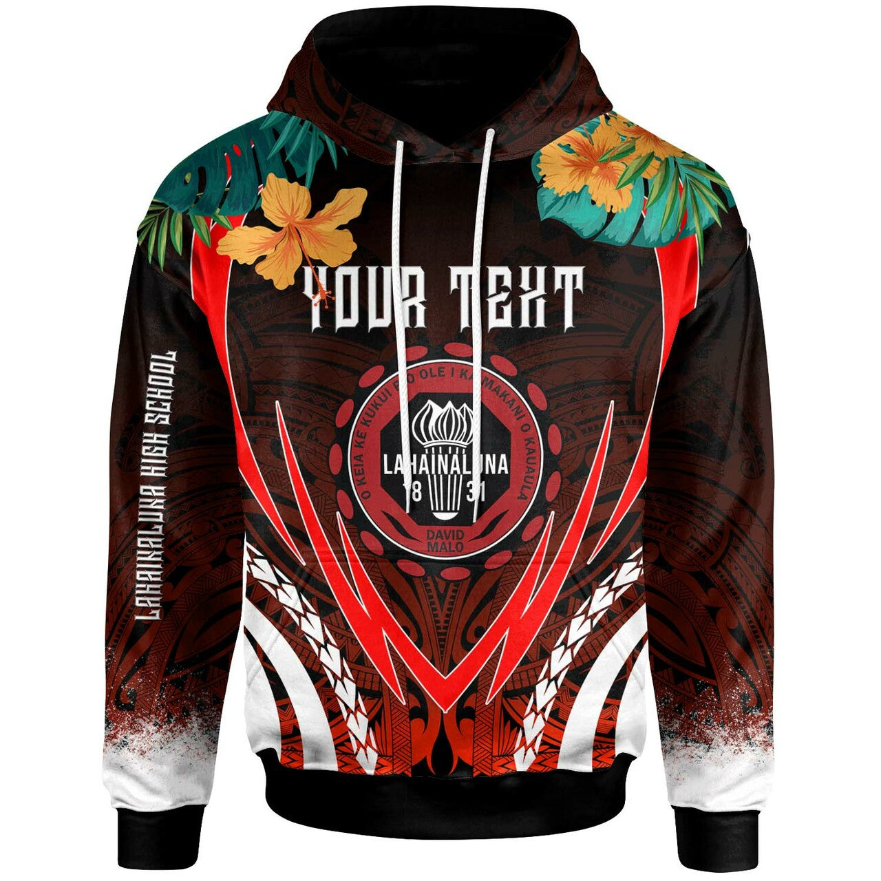 Hawaii Hoodie Lahainaluna High School Polynesian with Hawaii Pattern