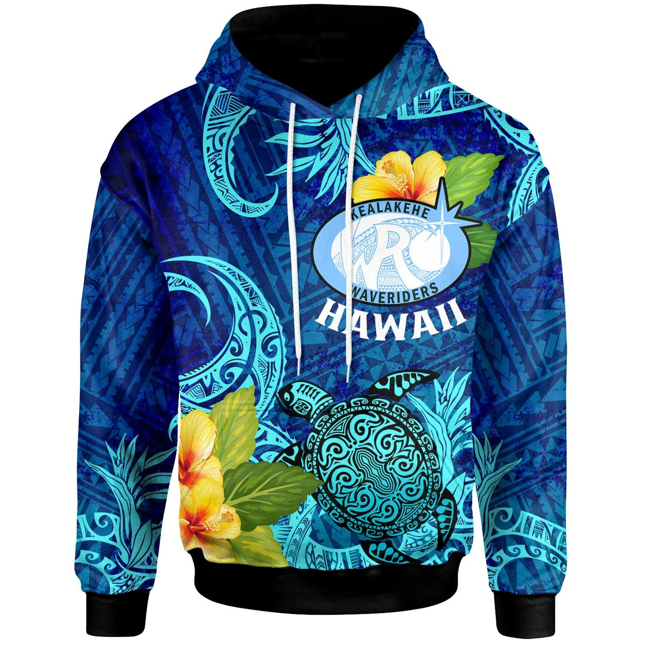 Hawaii Hoodie Kealakehe High School with Polynesian Patterns and Hibicus Flower