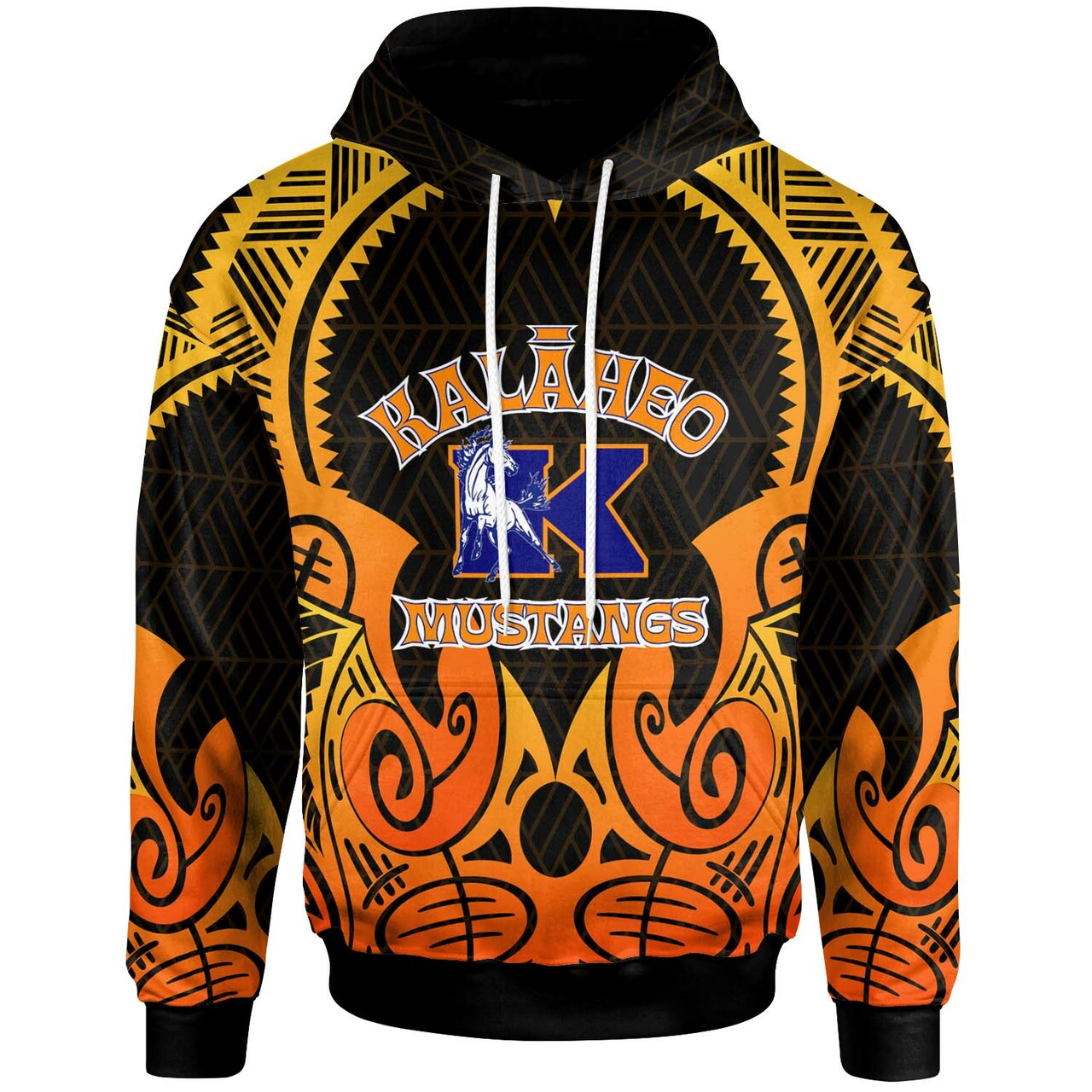 Hawaii Polynesian Hoodie Kalaheo High School with Tribal Patterns