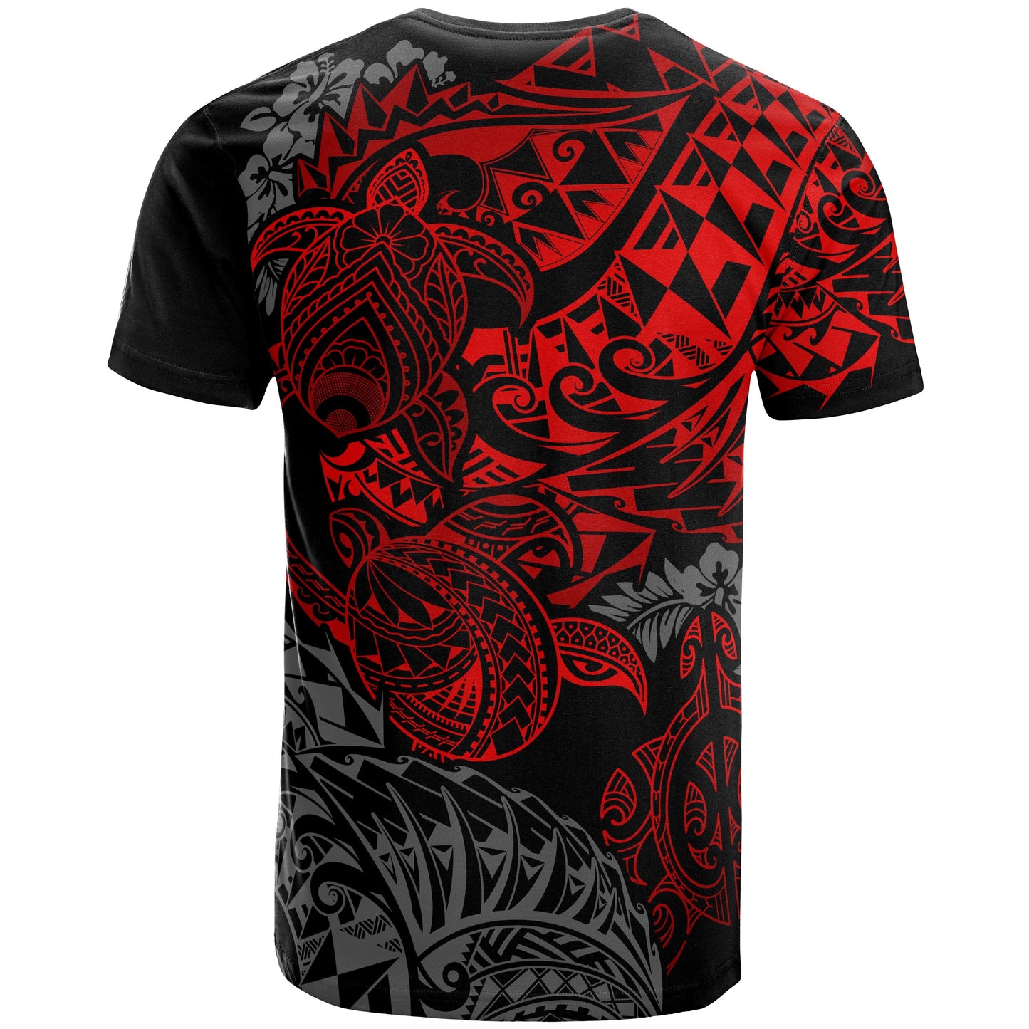 Tonga Polynesian T - Shirt - Tonga Coat Of Arms Red Turtle Flowing