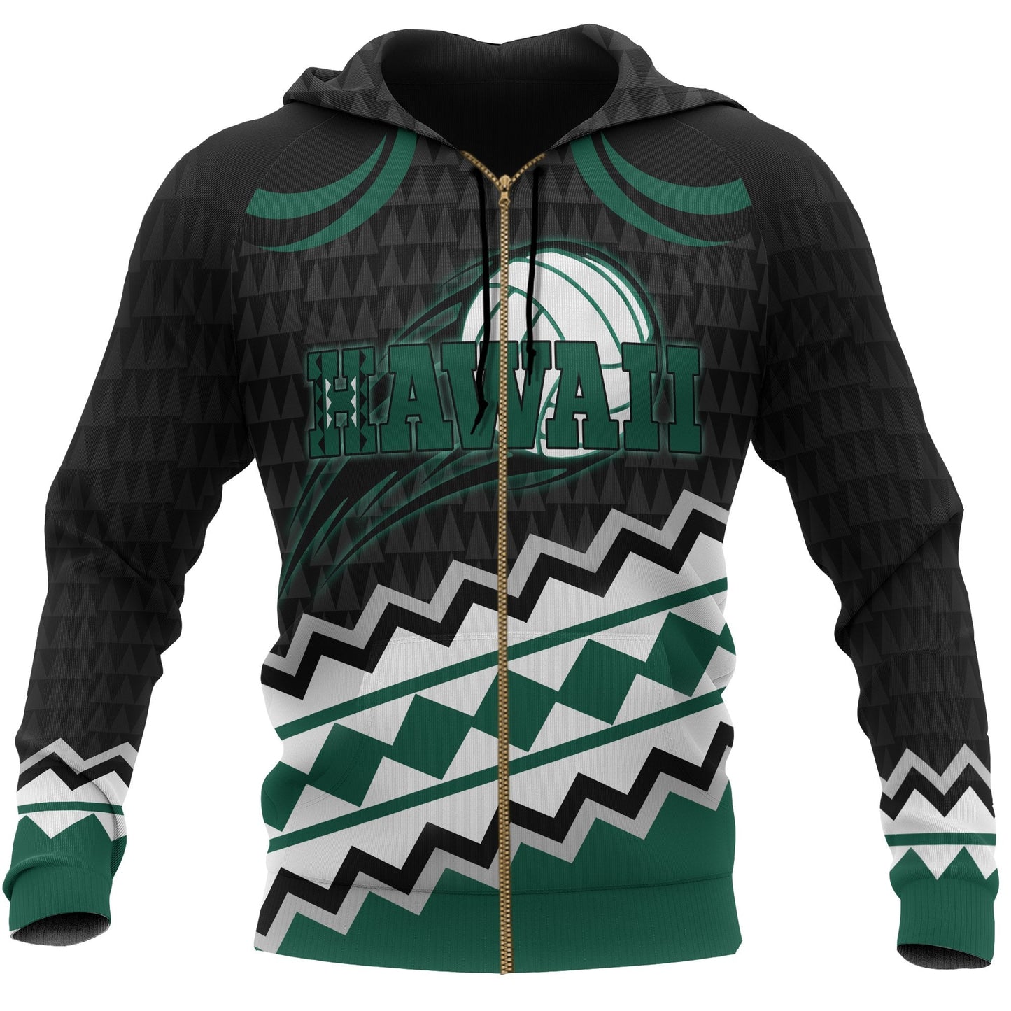 Polynesian Hawaii Zip Up Hoodie Volleyball Spirit