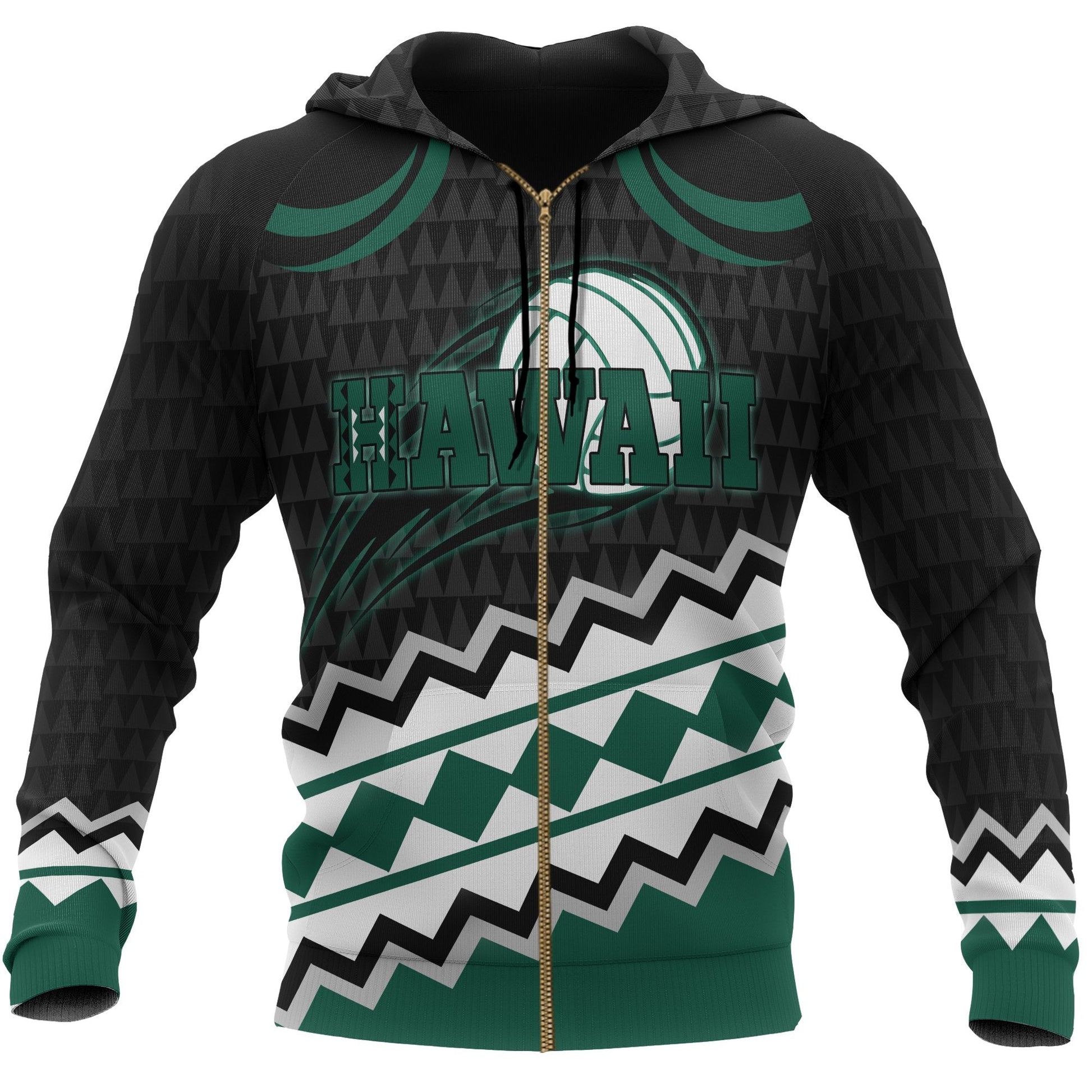 Polynesian Hawaii Zip Up Hoodie Volleyball Spirit