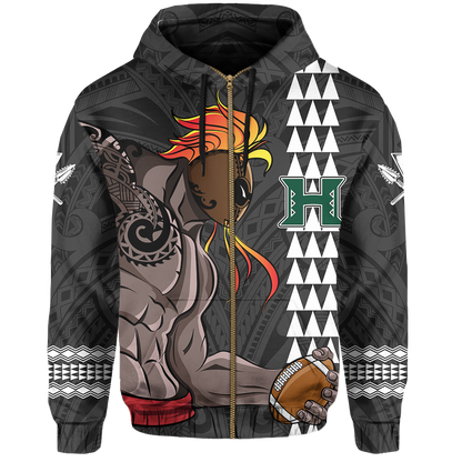 Polynesian Warrior Helmet Football Kanaka Kakau Hawaii Hoodie Gray