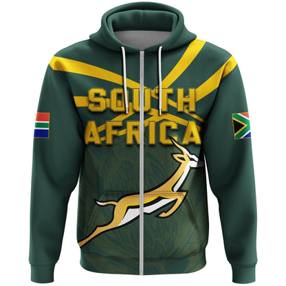 African Hoodie South Africa Springbok Zipper Hoodie - Rugby Fan