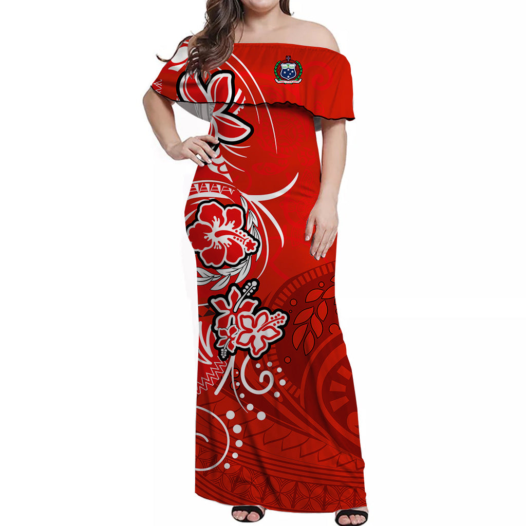 Samoa Off Shoulder Long Dress Be Unique Red